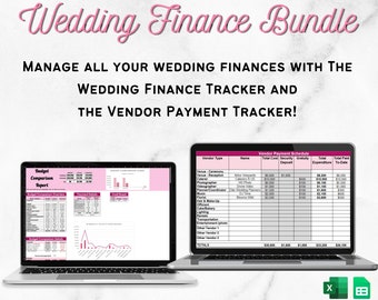 Wedding Finance Bundle - Wedding Budget Planner and Vendor Tracker, Excel and Google Sheets Compatible