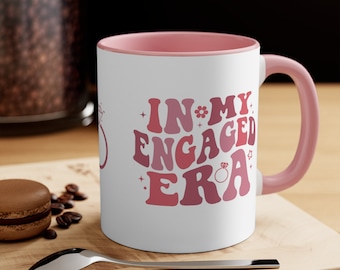 In My Engaged Era Mug, Engagement Gift for Her, Bridal Shower Gift, Retro Groovy Style Bachelorette Drinkware