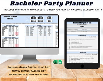 Bachelor Party Planner Bach Party Spreadsheet Tool for Party Planning Wedding Planning Tools in Excel and Google Sheets