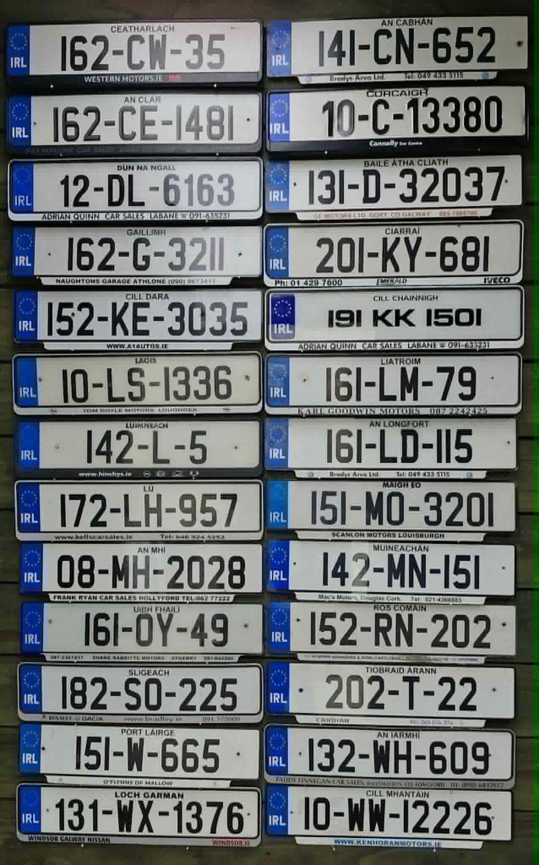 Authentic Irish License Plate | Genuine Used Vehicle Registration