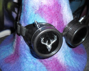 Black steampunk goggles customized