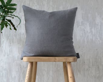 Mid Grey Cushion, Linen (Iron)