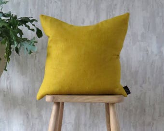 Mustard Cushion, Linen Yellow