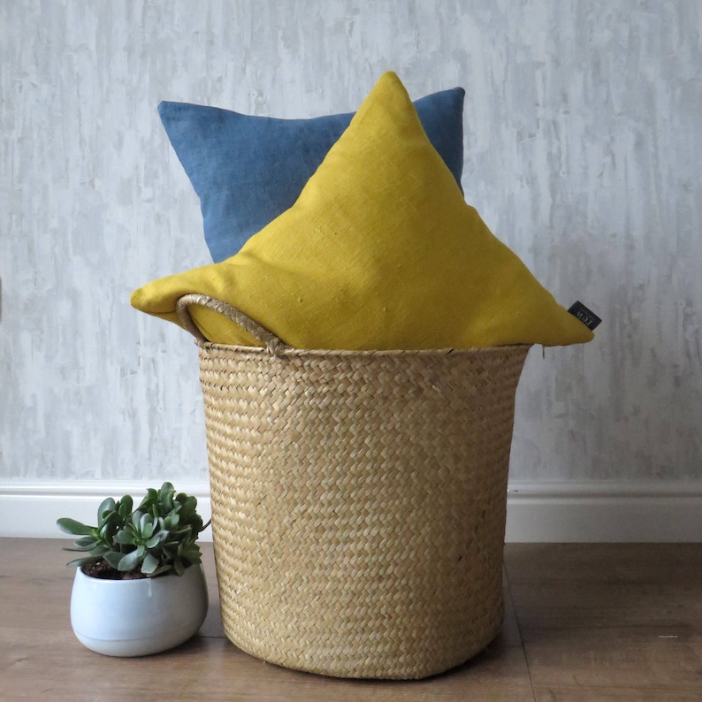 Mustard Cushion, Linen Yellow image 2