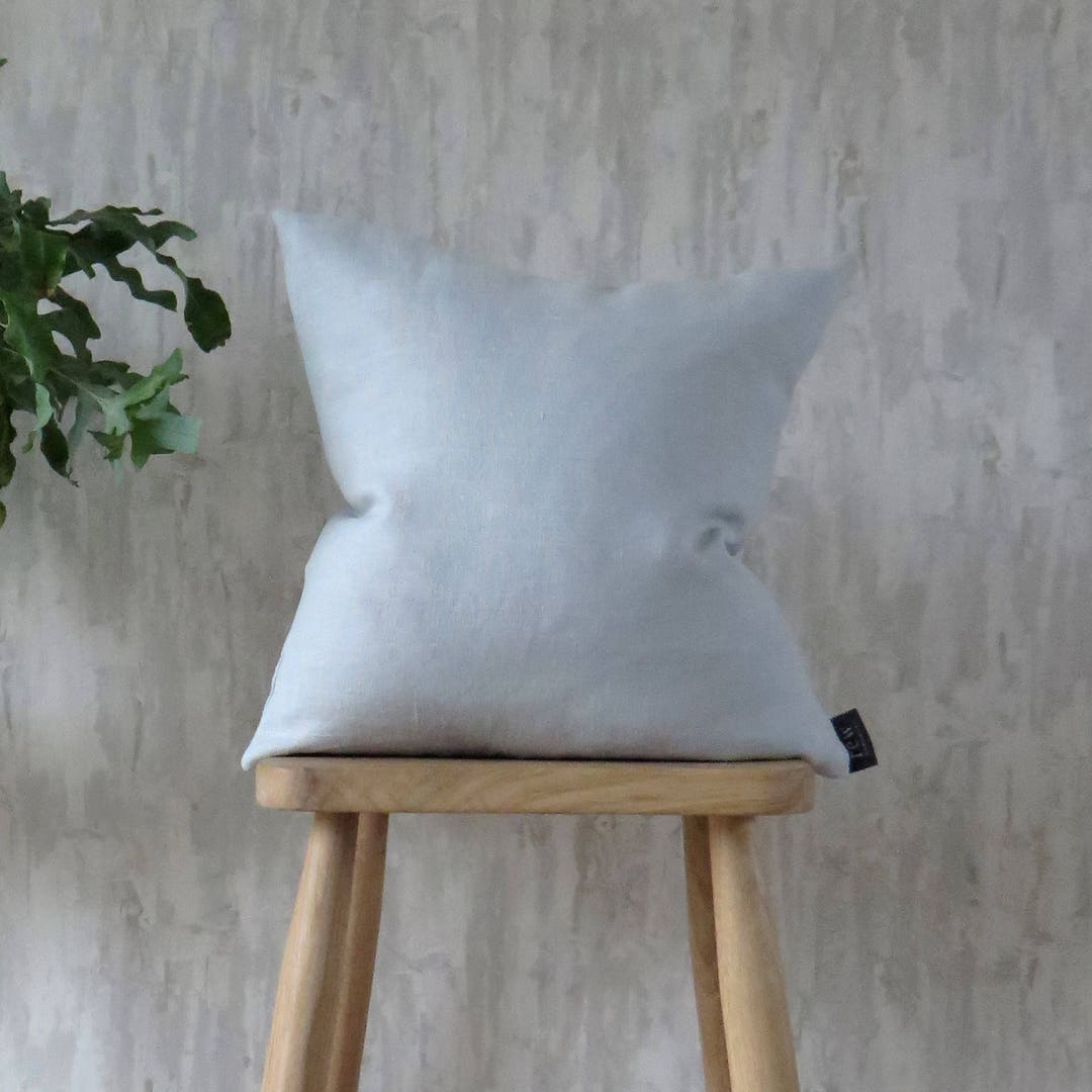Light Grey Blue Cushion, Linen dove - Etsy UK