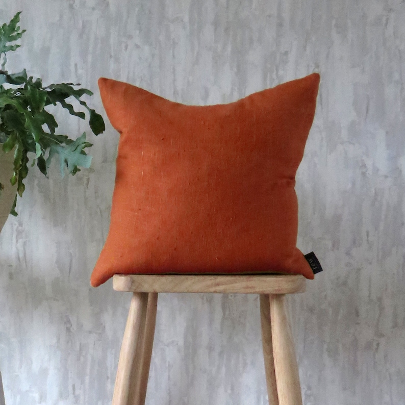 Burnt Orange Cushion, Linen image 1