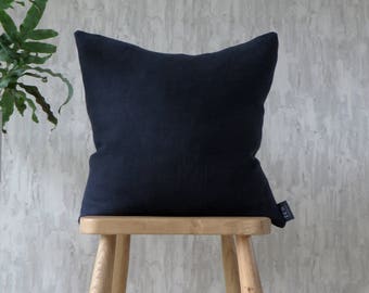 Navy Blue Cushion, Linen Indigo