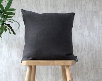 Dark Grey Cushion, Linen (Asphalt)