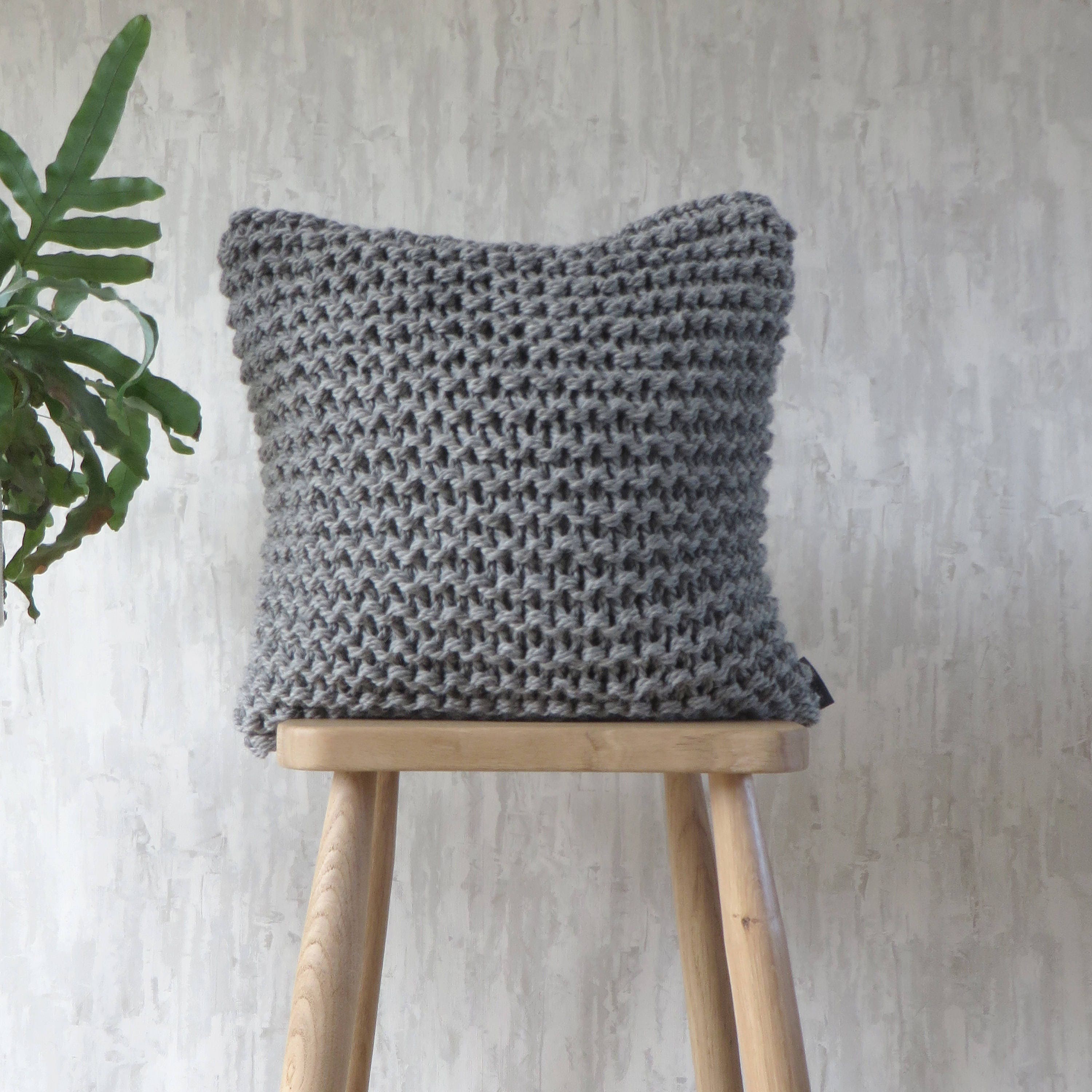 grey knit pillow