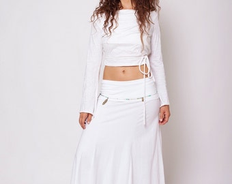 White Long Skirt , White Gypsy Skirt , Maxi Skirt , Fairy Skirt , Hippie Skirt