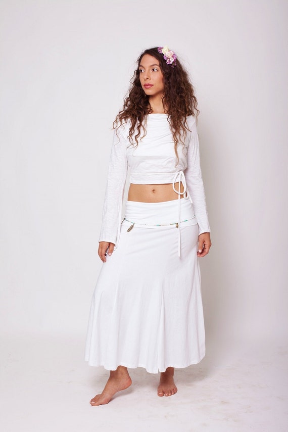 white maxi gypsy skirt