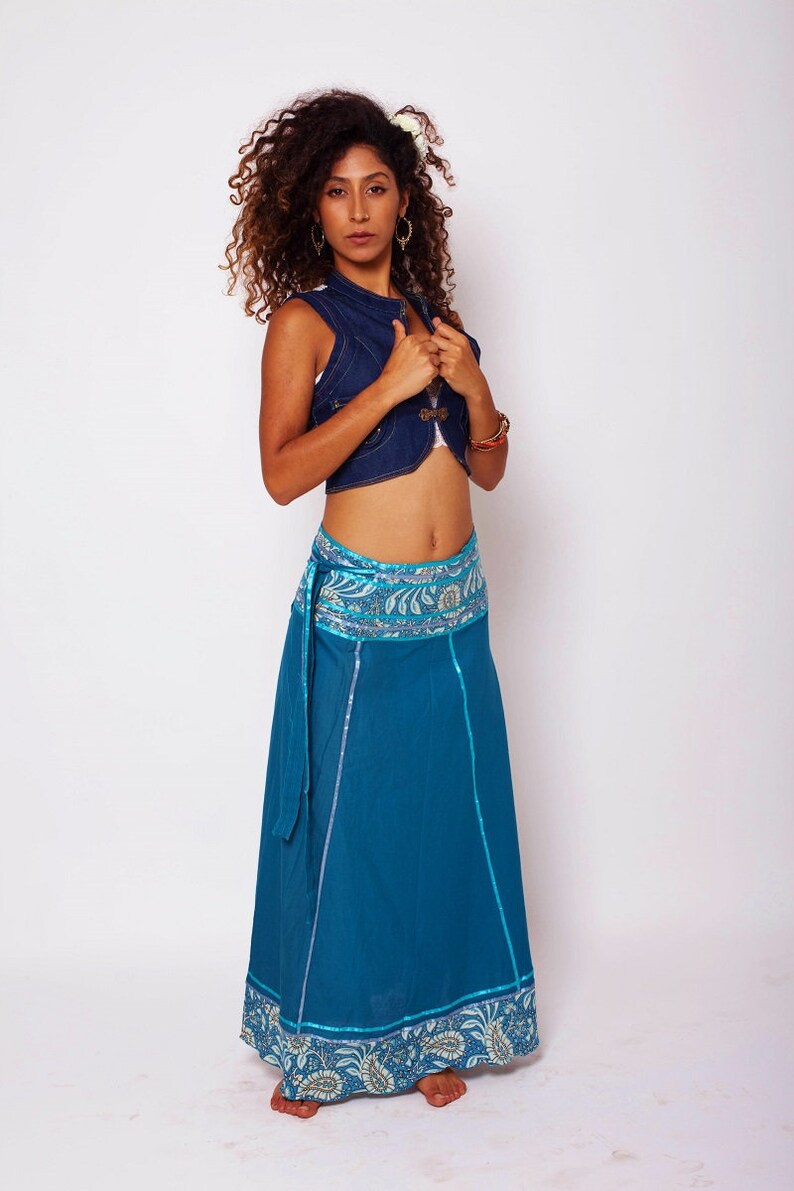 Bohemian clothing Hippie Skirt Long Goddess Skirt Maxi Skirt Festival Turquoise Skirt Summer Spring Skirt Cotton Skirt Tribal Skirt