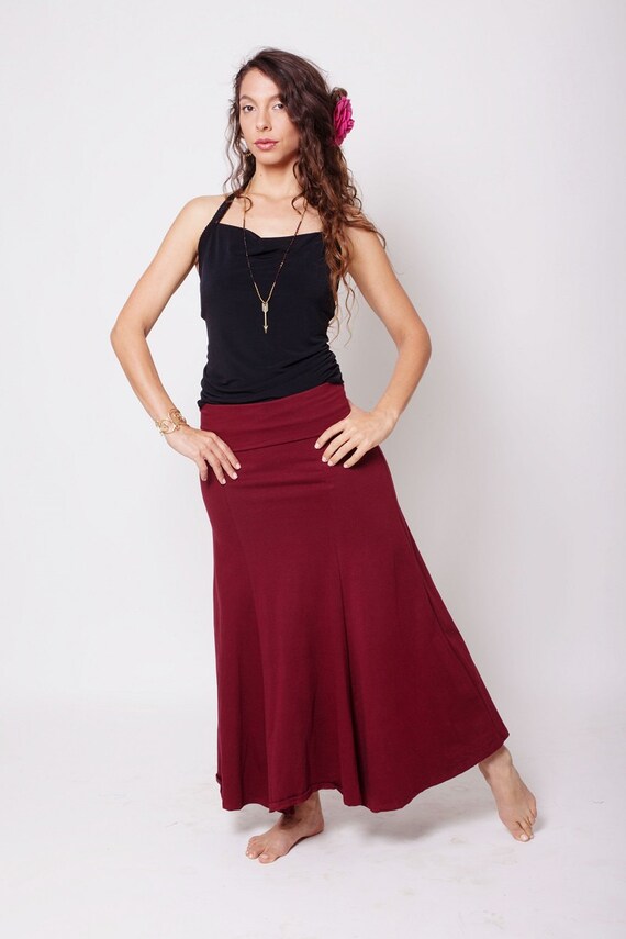 maroon maxi skirt