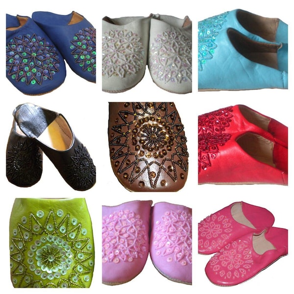 Fair Trade Ladies Moroccan Babouche Slippers Available In 12 Colours & 10 Sizes