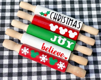 Christmas Mini Rolling Pin, Wooden Rolling Pin, Disney Inspired Christmas Decor, Tiered Tray