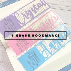 B-Grade Personalized Bookmark, Custom Bookmark, Teacher Gift, Book Club