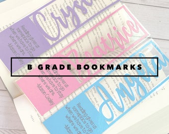 B-Grade Personalized Bookmark, Custom Bookmark, Teacher Gift, Book Club