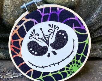 Nightmare Before Christmas Decor, Disney Inspired Jack Ornament, Embroidery Hoop Decoration, Halloween Tiered Tray