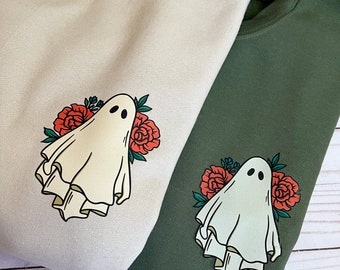 Floral Ghost Sweatshirt, Halloween Sweatshirt, Spooky Era, Fall Crewneck