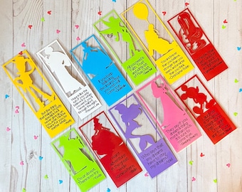 Disney Inspired Bookmarks, Custom Bookmark, Teacher Gift, Kids Bookmark