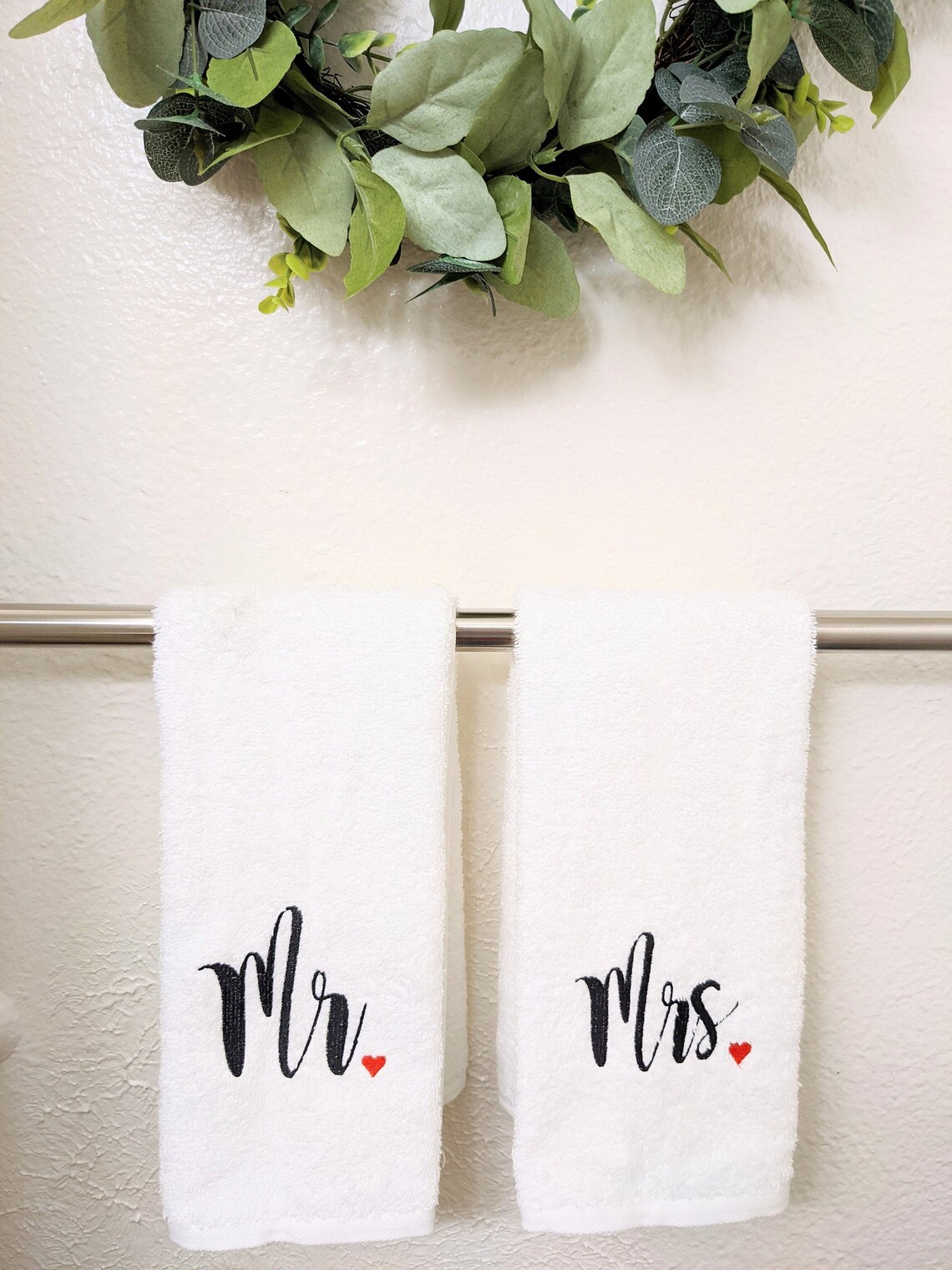 Mr and Mrs Hand Towel Set Embroidered Towels Wedding Gift Etsy
