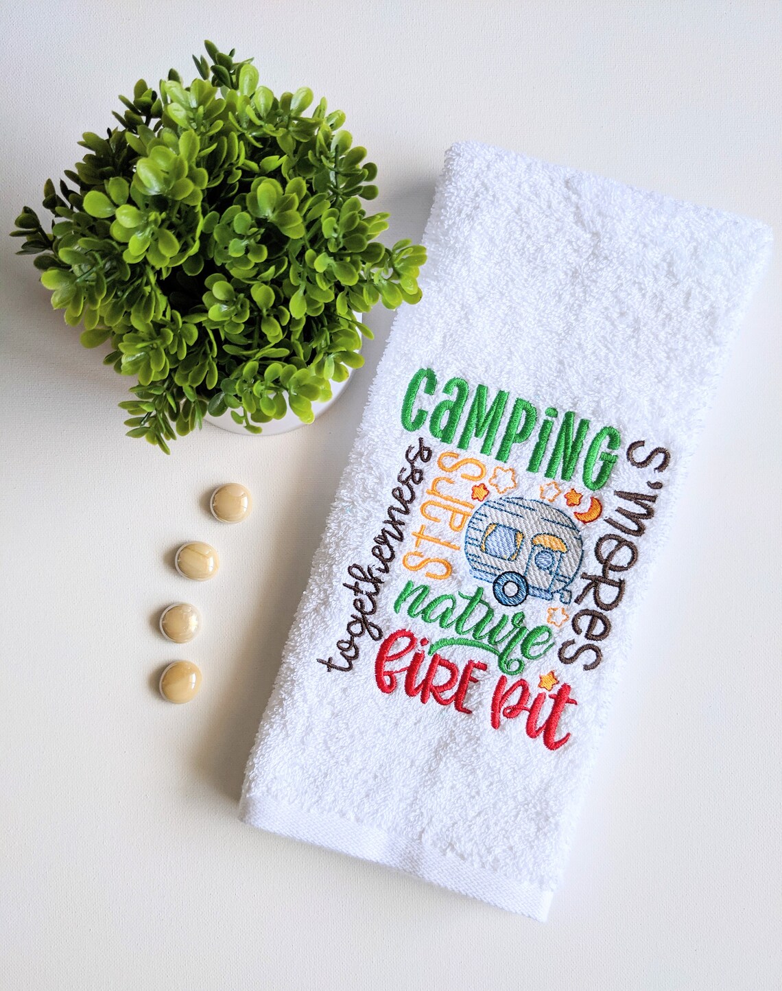 Camping Embroidered Bathroom Towel Cute RV Camper Hand Towel Etsy