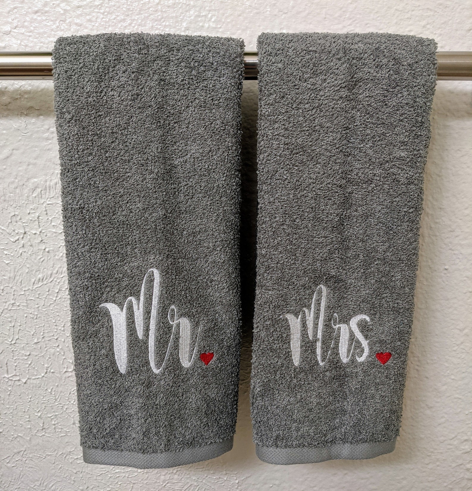 Mr and Mrs Hand Towel Set Embroidered Towels Wedding Gift Etsy