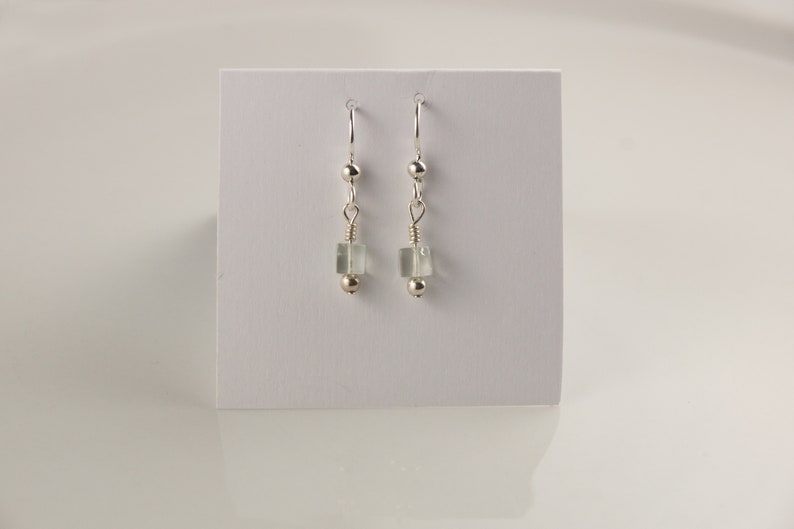 SCP050 Silver and Green Amethyst Dangle Earrings image 2