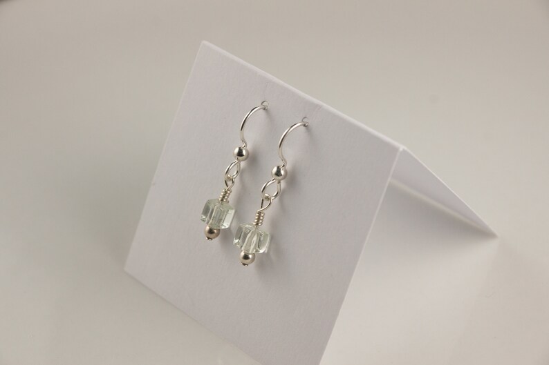 SCP050 Silver and Green Amethyst Dangle Earrings image 1