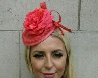 coral pillbox hat