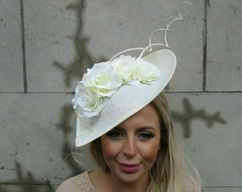 8771 Lady Flower Fascinators Hats With Headband And Clips, Grosgrain Fascinators Hat Flower Cocktail Lace Mesh Feathers Headband  main image 4