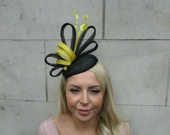 Yellow and Black Small Fascinator Now on Sale!