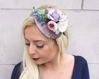 Black Red Rose Berry Flower Fascinator Hair Headband Races Hat Rockabilly 4993