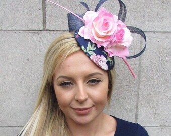 Roses Flower Hair Clip Fascinator in Pastel Mint Festival Hair Clip Flower Headpiece Pink and Yellow Floral Hair Clip