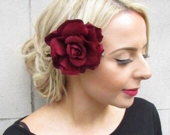 NEW 6cm WHITE DOUBLE ROSE SILK FLOWER HAIR CORSAGE CLIP GRIP DIAMANTÉ VINTAGE