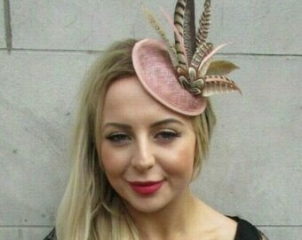 Beige Cream Nude Brown Pheasant Feather Fascinator Pillbox Hat Races Pearl 3635 Beige Cream Nude Brown Pheasant Feather Fascinator Pillbox Hat Races Pearl 3635