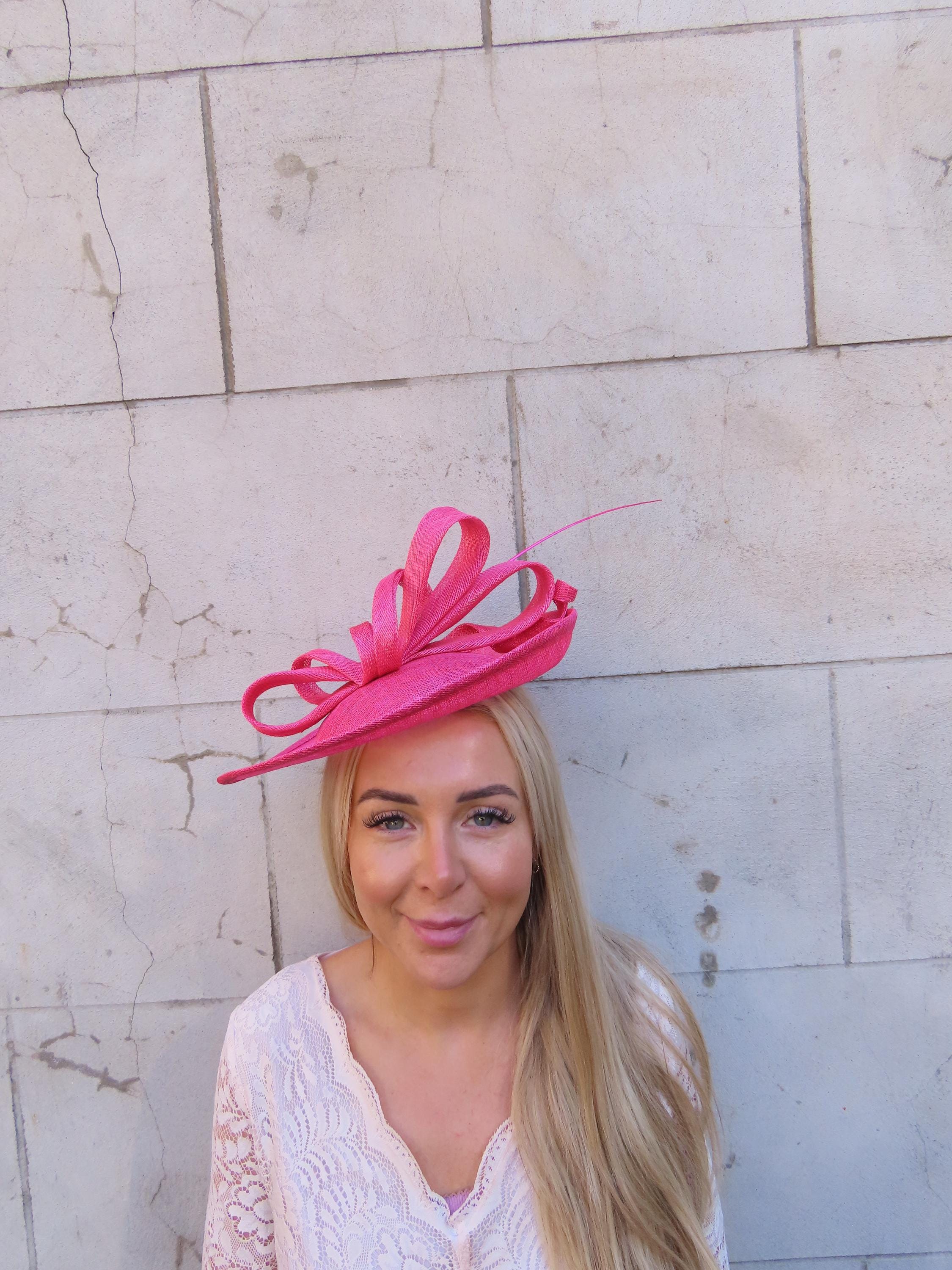 Hot Pink Sinamay Hat Hatinator Fascinator One off Piece U12309