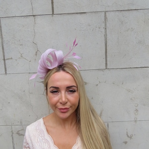 Lilac Feather Fascinator Headband Headpiece Races Wedding Guest Sinamay Ladies Day One off Piece - u12207