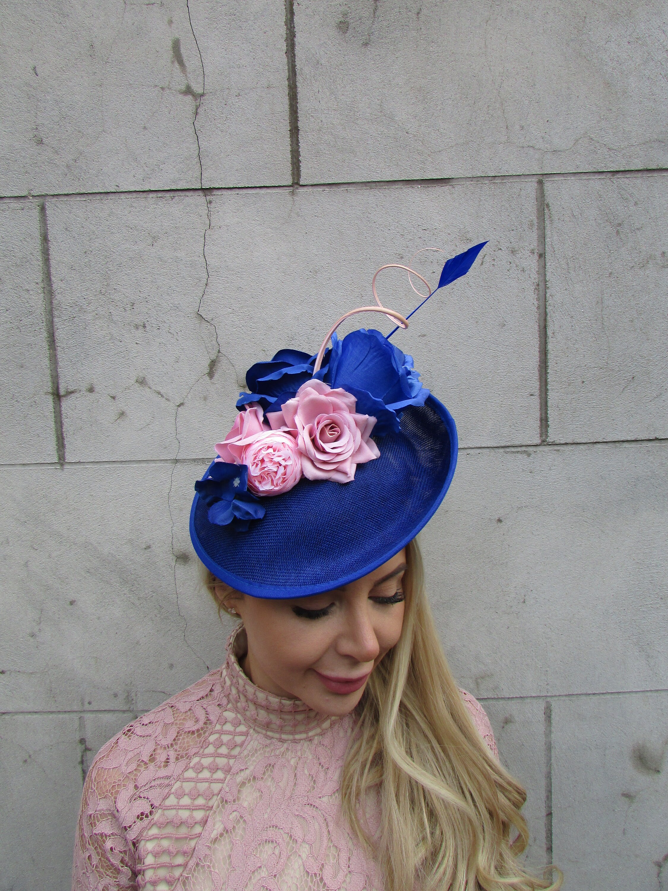 Royal Blue Heart-Shaped Fascinator with Hot Pink Floral Detail The Most Iconic Hats and Fascinators Worn by Royal Wedding  main image 4