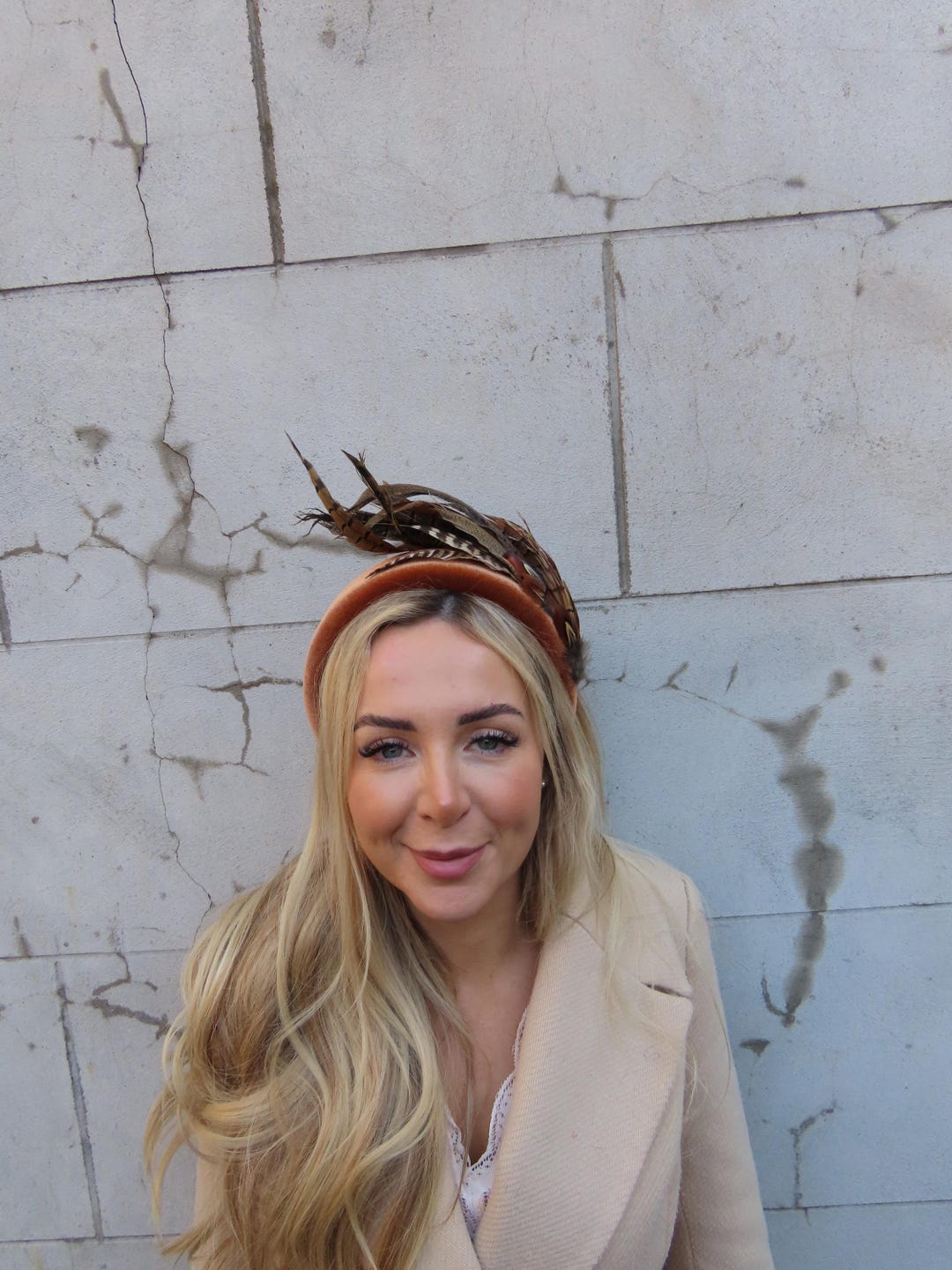 Rust Brown Pheasant Feather Velvet Padded Headband Fascinator Races ...