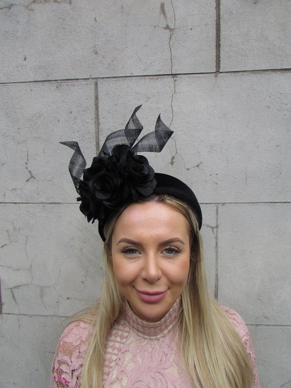 Black velvet rose headband Dramatic Floral Black Velvet Rose Headband | The Rose Gigi  main image 4