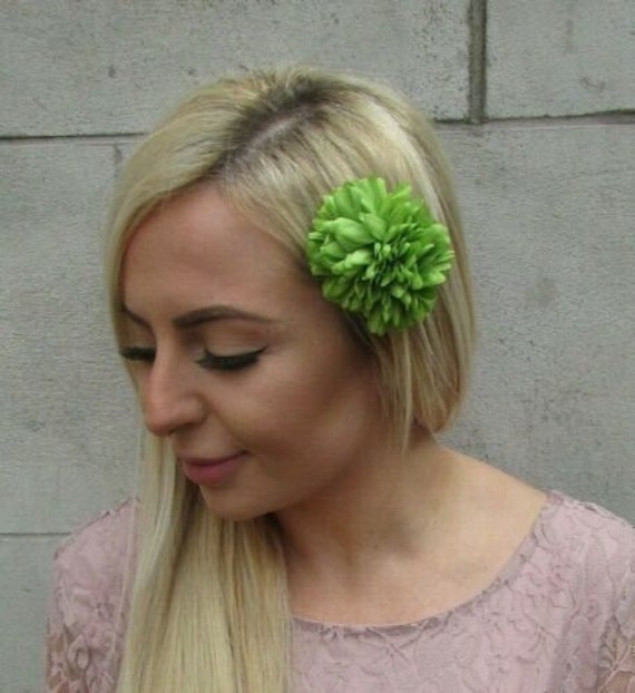 Doble verde clavel flor pelo clip Boho floral tocado cabello Etsy