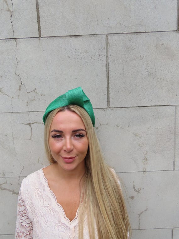 Emerald Green Sinamay Knot Fascinator Headband Turban Headpiece