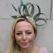 Bottle Dark Green Gold Feather Fascinator Sinamay Wedding Races Cocktail 6366