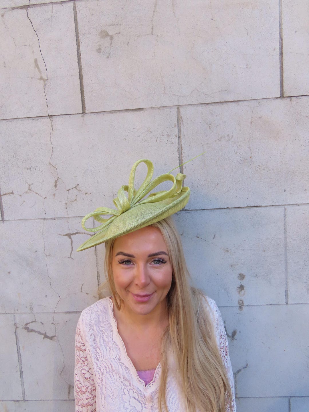 Lime Yellow Green Sinamay Hat Fascinator U12309 - Etsy display picture 3
