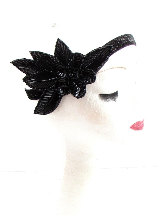 Gold Sequin Beaded Headband Headpiece Vintage 1920s Great Gatsby Flapper 3062