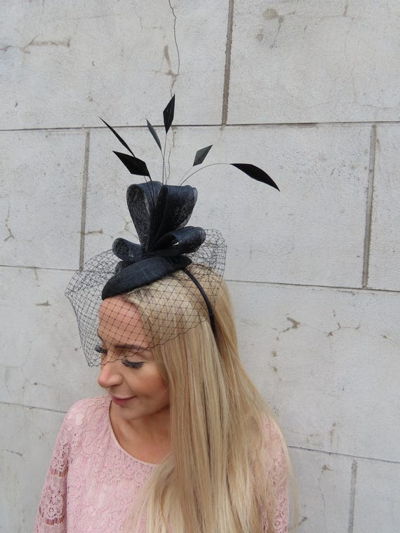 Black Birdcage Veil Fascinator Pillbox Hat Headband  display picture 1