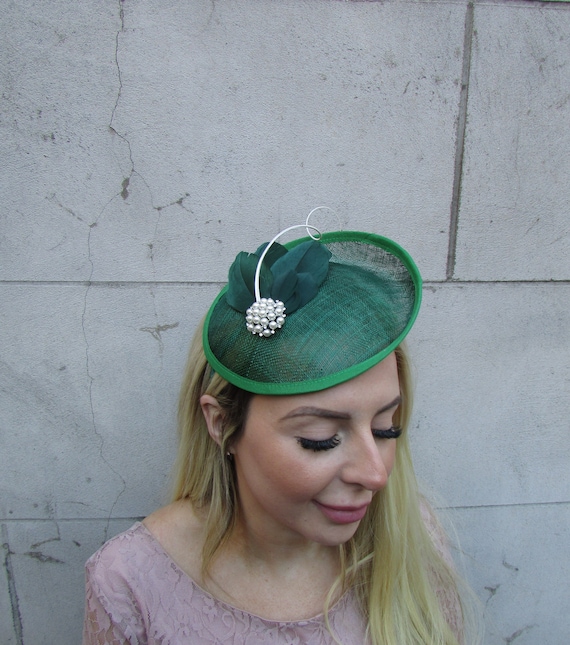 Emerald Green Ivory Feather Fascinator 
