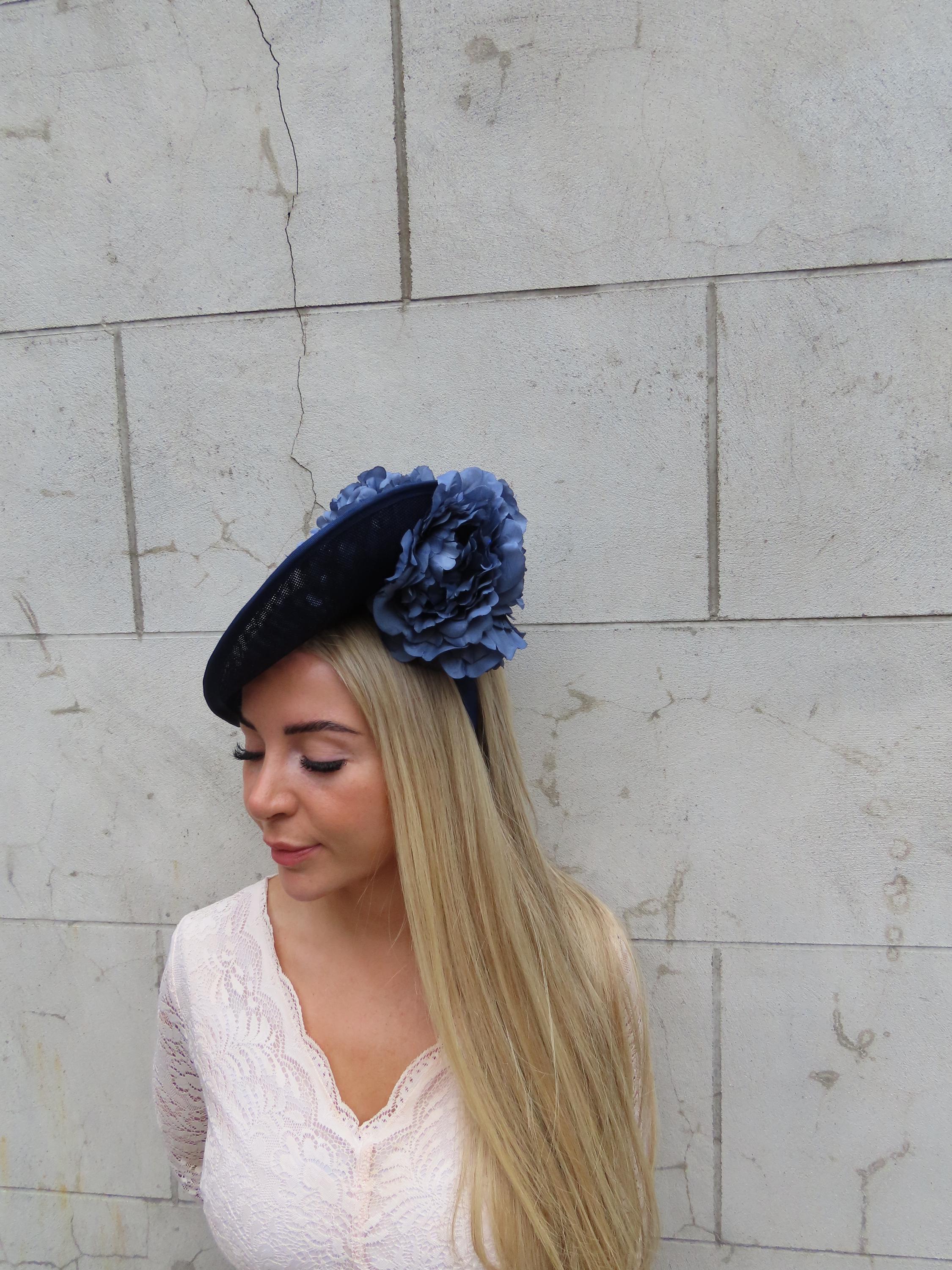 Large Navy Blue Flower Hatinator Hat Fascinator Big Teardrop  display picture 1