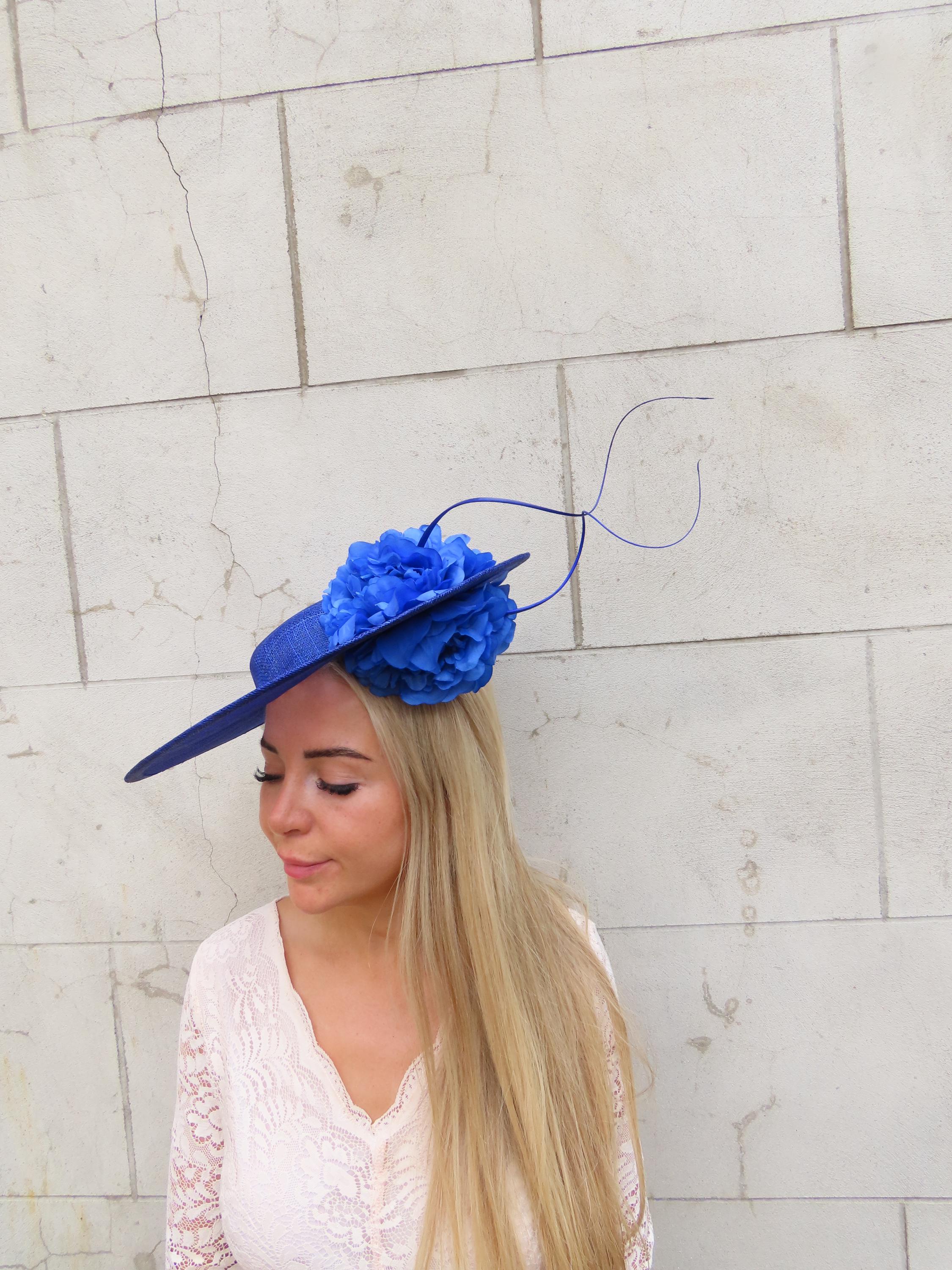 Large Royal Blue Flower Floral Fascinator Disc Hat Saucer  display picture 2